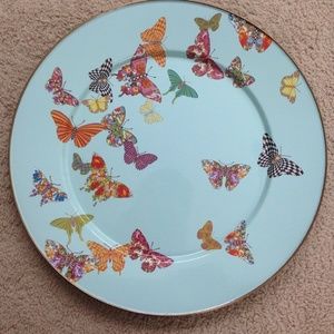 Mackenzie Childs Blue Butterfly Platter 16" NEW